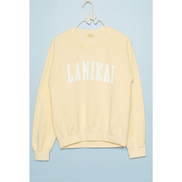 Brandy Melville Erica Lanikai Sweatshirt Butter Yellow White Logo One Size